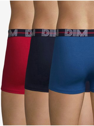 Sada tří pánských boxerek v červené a modré barvě Dim POWERFUL BOXERS  