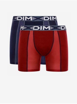 Sada dvou pánských boxerek v modré a červené barvě Dim 3D FLEX AIR 