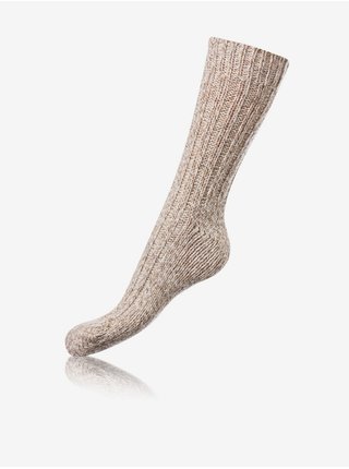 Béžové unisex zimní ponožky Bellinda NORWEGIAN STYLE SOCKS 