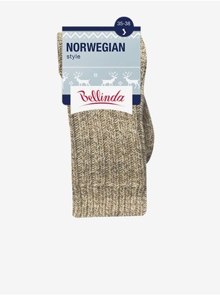 Béžové unisex zimné ponožky Bellinda NORWEGIAN STYLE SOCKS