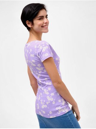 Svetlofialové kvetované tričko ORSAY