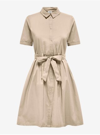Krémové krátké košilové šaty se zavazováním Jacqueline de Yong Millie