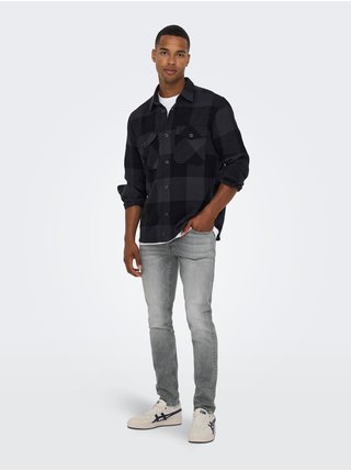 Světle šedé skinny fit džíny s vyšisovaným efektem ONLY & SONS Loom