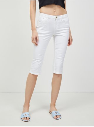 Bílé tříčtvrteční slim fit kalhoty CAMAIEU