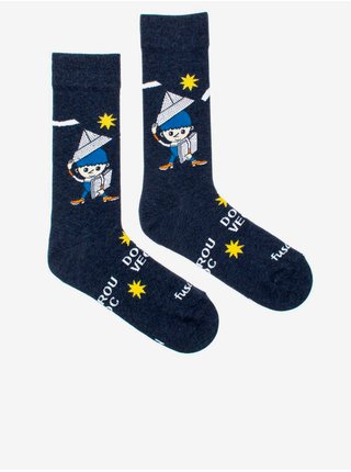 Tmavomodré chlapčenské vzorované ponožky Fusakle Večerníček