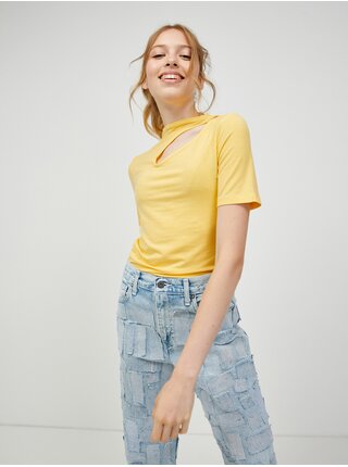 Žluté tričko s průstřihem VERO MODA Glow
