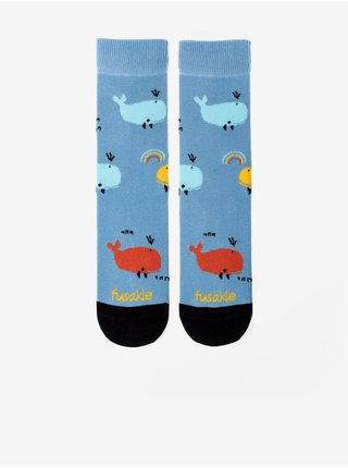 Modré klučičí vzorované ponožky Fusakle Velryby