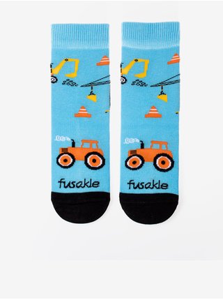 Modré klučičí vzorované ponožky Fusakle Staveniště