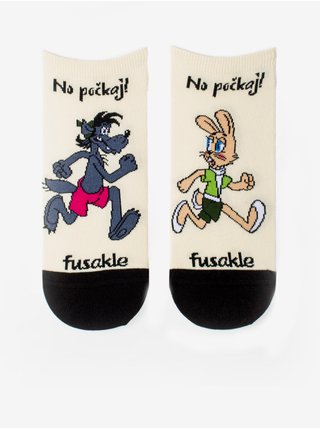 Krémové vzorované ponožky Fusakle Jen počkej, zajíci!