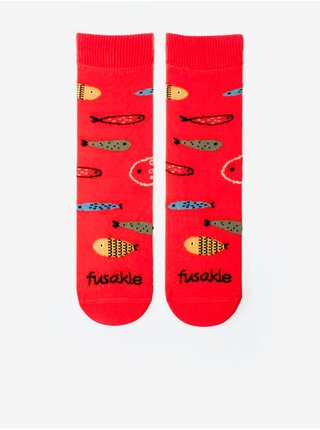 Červené dievčenské vzorované ponožky Fusakle Akvárko