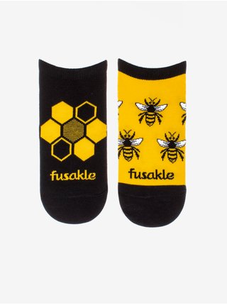 Žlto-čierne vzorované ponožky Fusakle Včelí úľ