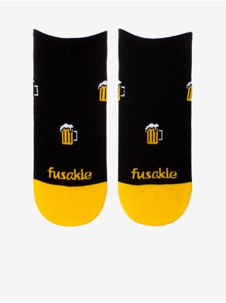 Žlto-čierne vzorované ponožky Fusakle Pivný salón