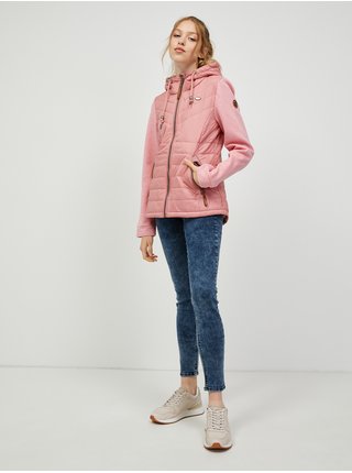Růžová dámská prošívaná bunda s kapucí Ragwear Lucinda
