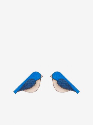 Drevené náušnice BeWooden Blue Bird Earrings