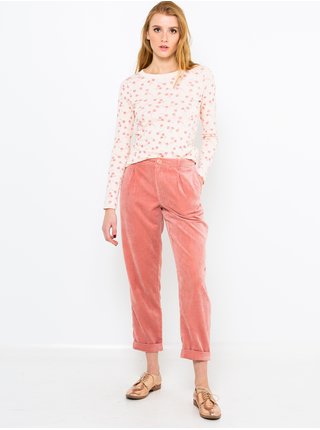 Růžovo-krémové květované tričko CAMAIEU 