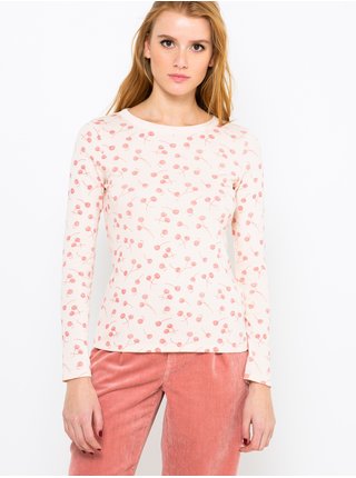 Ružovo-krémové kvetované tričko CAMAIEU