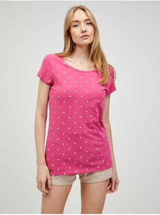 Tmavě růžové dámské puntíkované tričko Ragwear Mint Dots