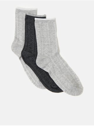 Sada tří párů ponožek v světle a tmavě šedé barvě CAMAIEU 