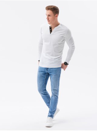 Bílé pánské tričko Ombre Clothing L133 