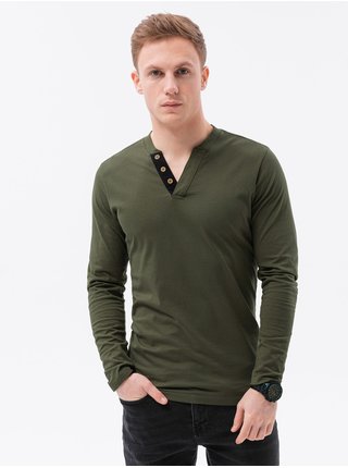 Khaki pánské tričko Ombre Clothing L133 