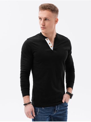 Tričká s dlhým rukávom pre mužov Ombre Clothing - čierna