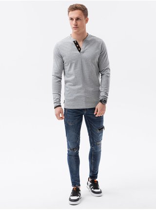 Světle šedé pánské tričko Ombre Clothing L133  