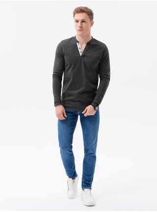Tmavě šedé pánské tričko Ombre Clothing L133 