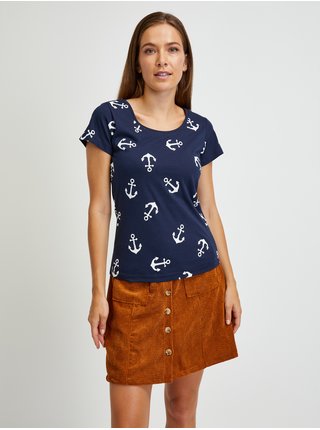 Tmavomodré vzorované tričko Jacqueline de Yong Glow