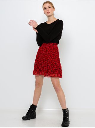 Černo-červená vzorovaná sukně CAMAIEU 