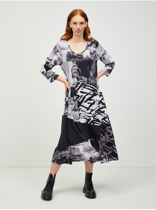 Bílo-černé dámské vzorované šaty Orientique Gozo 