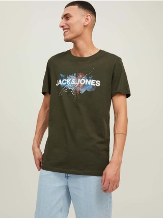 Khaki tričko Jack & Jones Tear