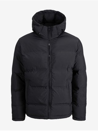 Čierna prešívaná zimná bunda s kapucňou Jack & Jones Seamless