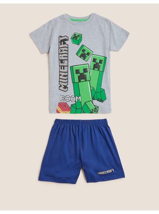 Modro-šedé klučičí pyžamo s motivem Minecraft™ Marks & Spencer 