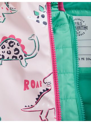 Světle růžová holčičí bunda s motivem dinosaura Marks & Spencer 