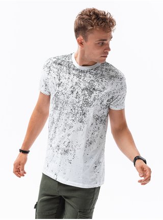 Černo-bílé pánské vzorované tričko Ombre Clothing S1679 