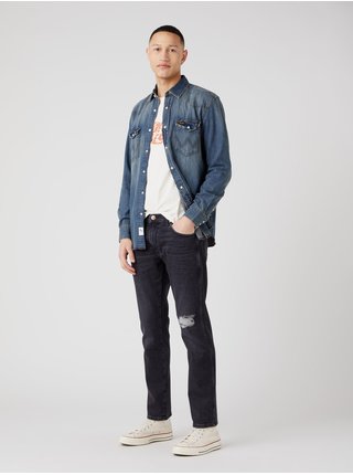 Černé pánské straight fit džíny s potrhaným efektem Wrangler