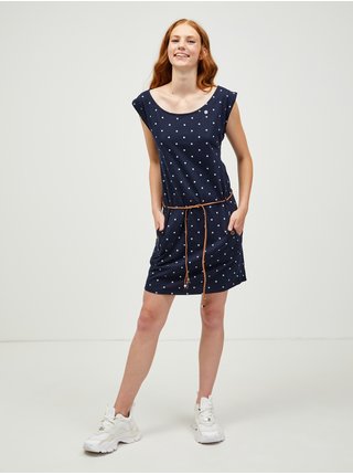 Tmavě modré dámské puntíkované šaty se zavazováním Ragwear Tag Dots
