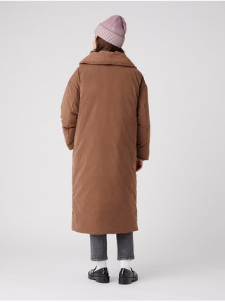 Hnědý dámský zimní kabát s límcem Wrangler