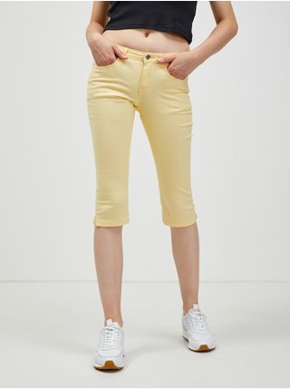 Žluté tříčtvrteční slim fit kalhoty CAMAIEU