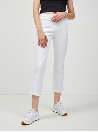 Bílé zkrácené chino kalhoty CAMAIEU