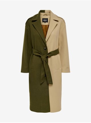 Zeleno-béžový kabát ONLY Emma