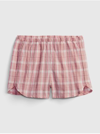 Ružové dámske kockované pyžamové šortky GAP