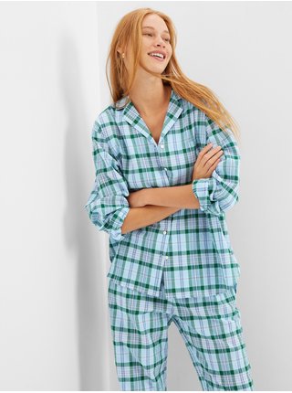 Zeleno-modrý dámsky kockovaný vrchný pyžamový diel GAP
