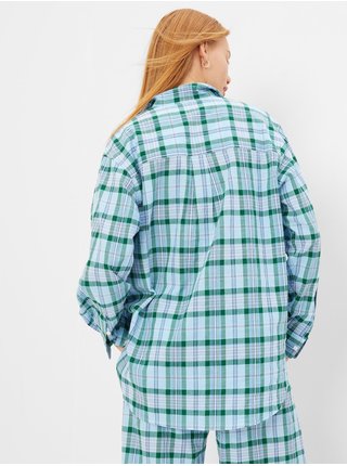 Zeleno-modrý dámský kostkovaný vrchní díl pyžama GAP