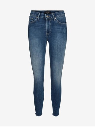 Modré skinny fit džíny s vyšisovaným efektem VERO MODA Peach