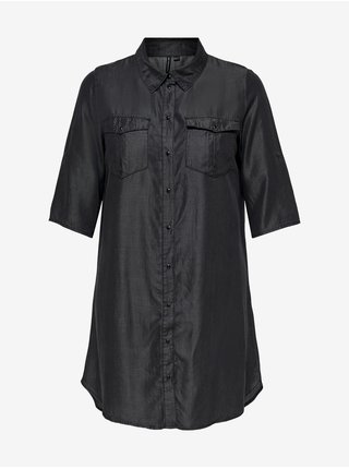 Čierne krátke košeľové šaty ONLY CARMAKOMA Ronja
