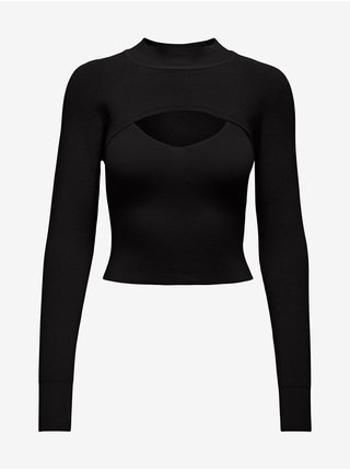 Černý žebrovaný svetr s průstřihy Jacqueline de Yong Sibba