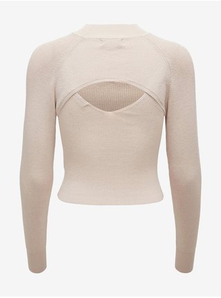 Béžový rebrovaný sveter s prestrihmi Jacqueline de Yong Sibba