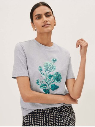 Šedé dámské tričko s potiskem Marks & Spencer