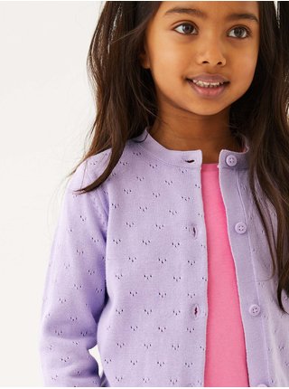Fialový holčičí vzorovaný kardigan Marks & Spencer